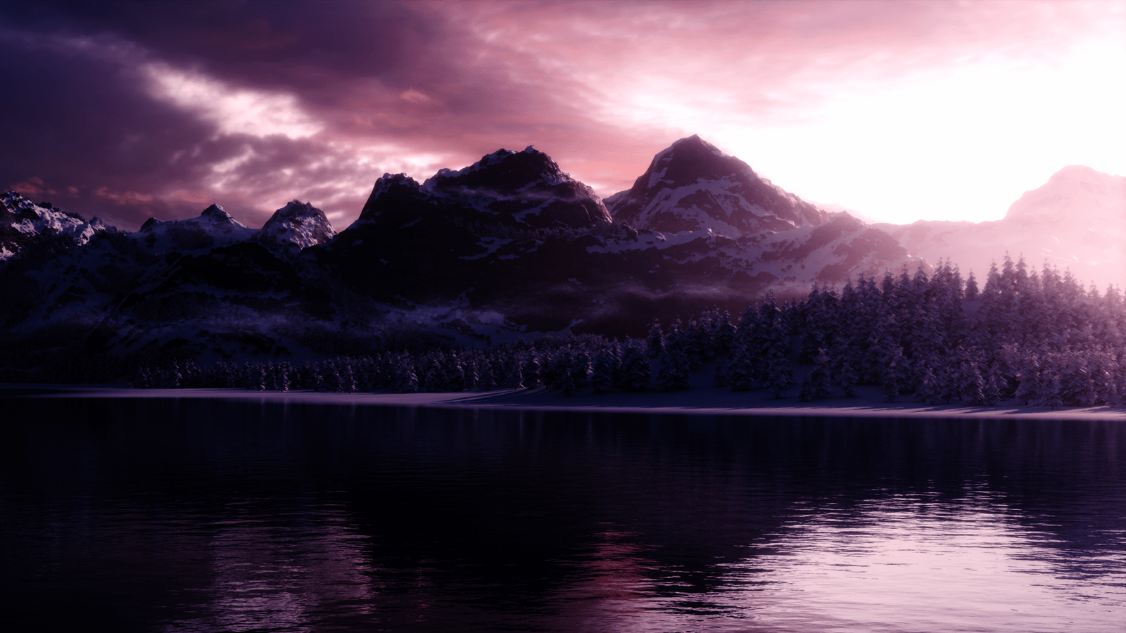 Snowy Mountain Scene